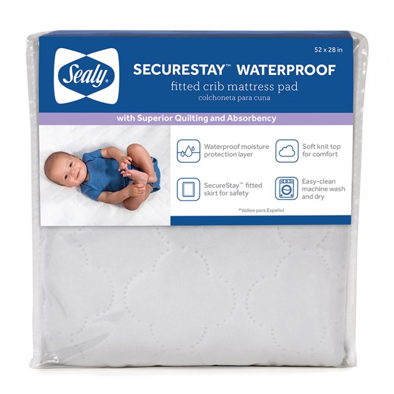 Sealy SecureStay Waterproof Fitted Crib Mattress Pads, 2-Pack