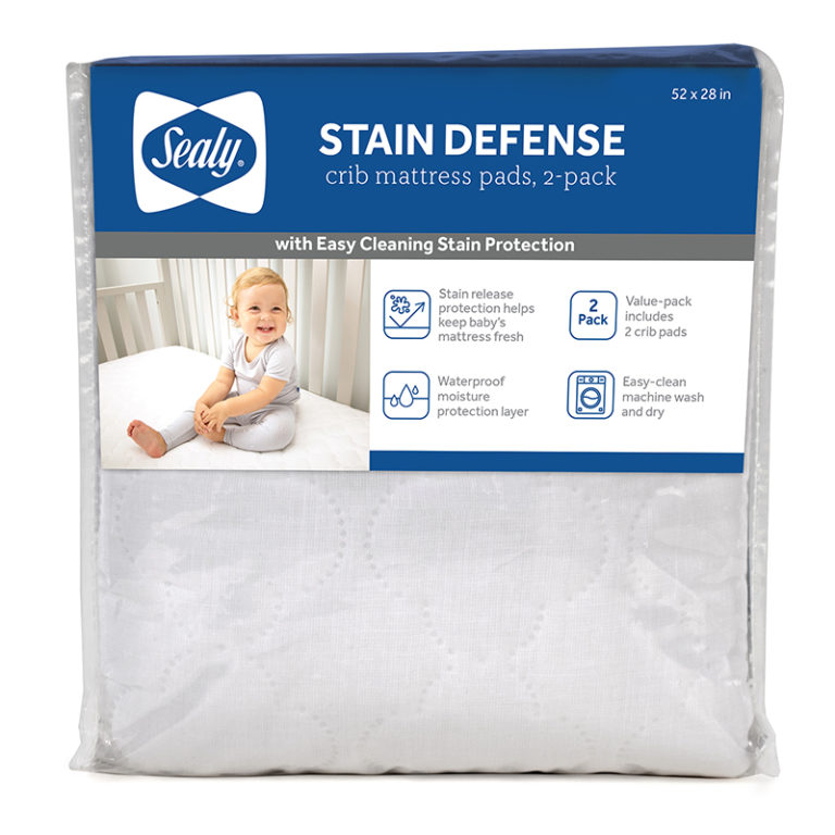 Sealy Stain Defense Fitted Crib Mattress Pad, 2-Pack