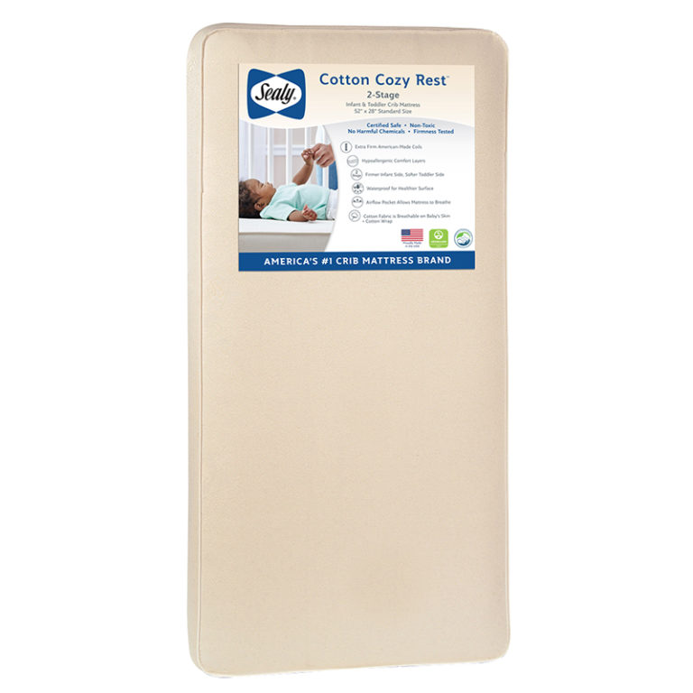 Sealy Cotton Cozy Rest 2-Stage Crib and Toddler Mattress - White