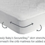 The skirt wraps underneath the crib mattress to hold the mattress pad in place