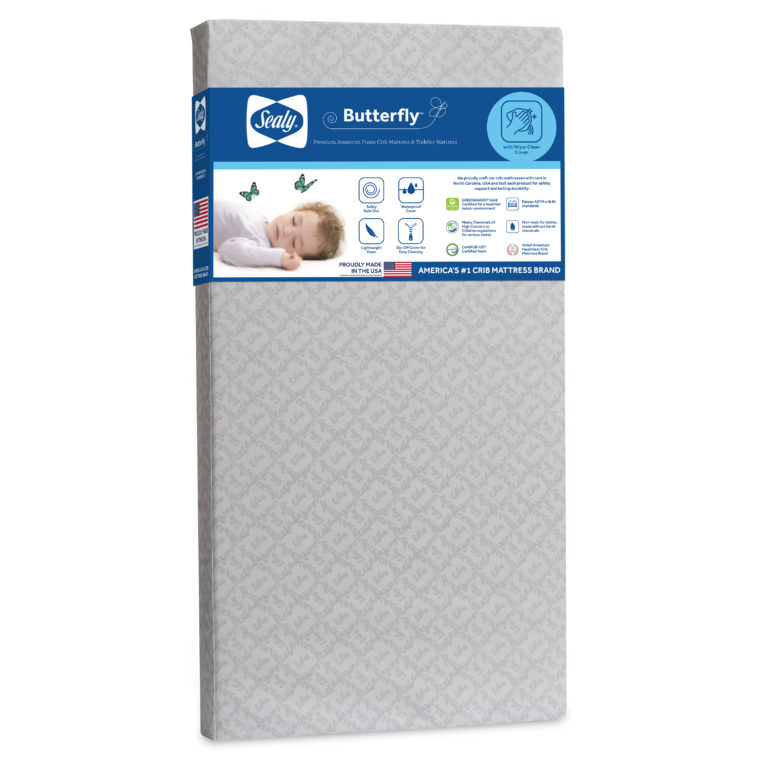 Sealy Butterfly Waterproof Crib and Toddler Mattress