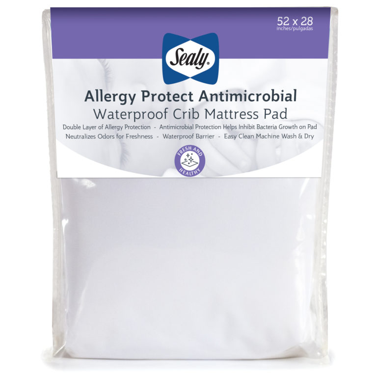 Sealy Allergy Protect Antimicrobial Waterproof Crib Mattress Pad - White