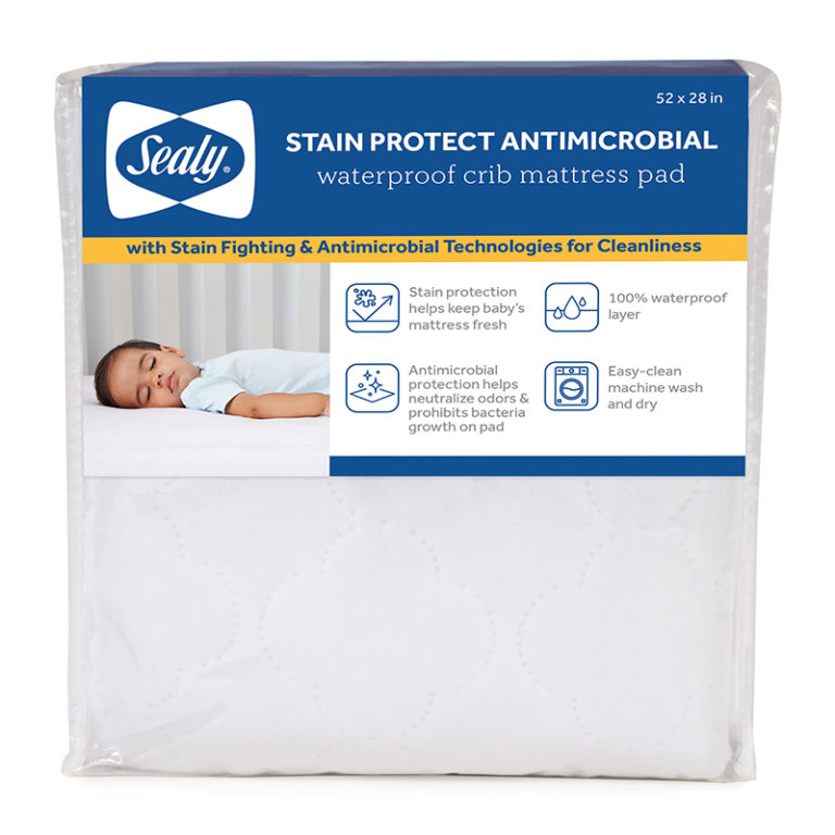 Sealy Stain Protect Antimicrobial Waterproof Crib Mattress Pad