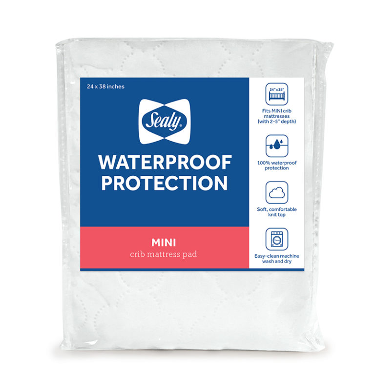 Sealy Waterproof Protection Mini Crib Mattress Pad - White